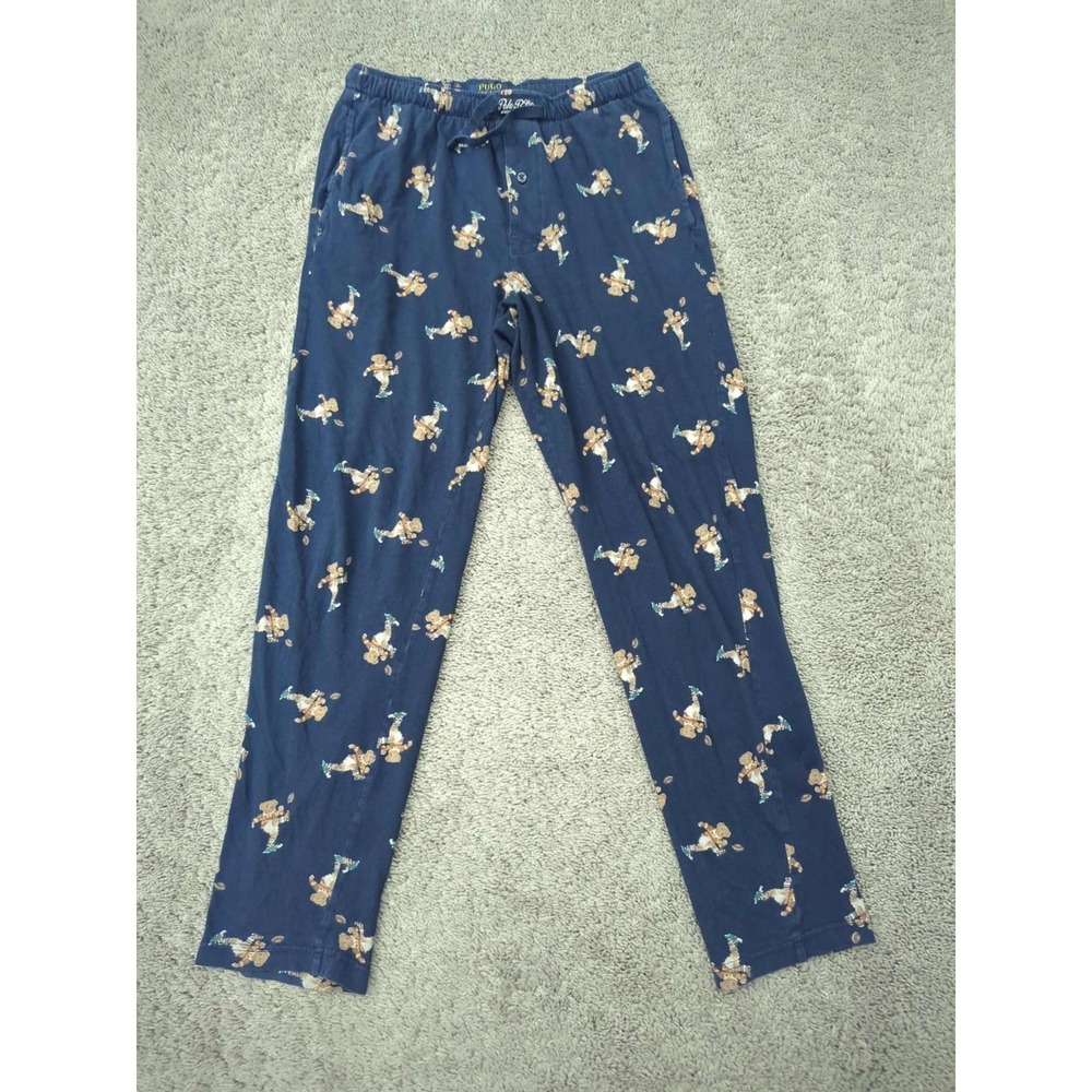 Polo Ralph Lauren Pajama‎ Pants Mens S Polo Bear Allover Drawstring Sleepwear